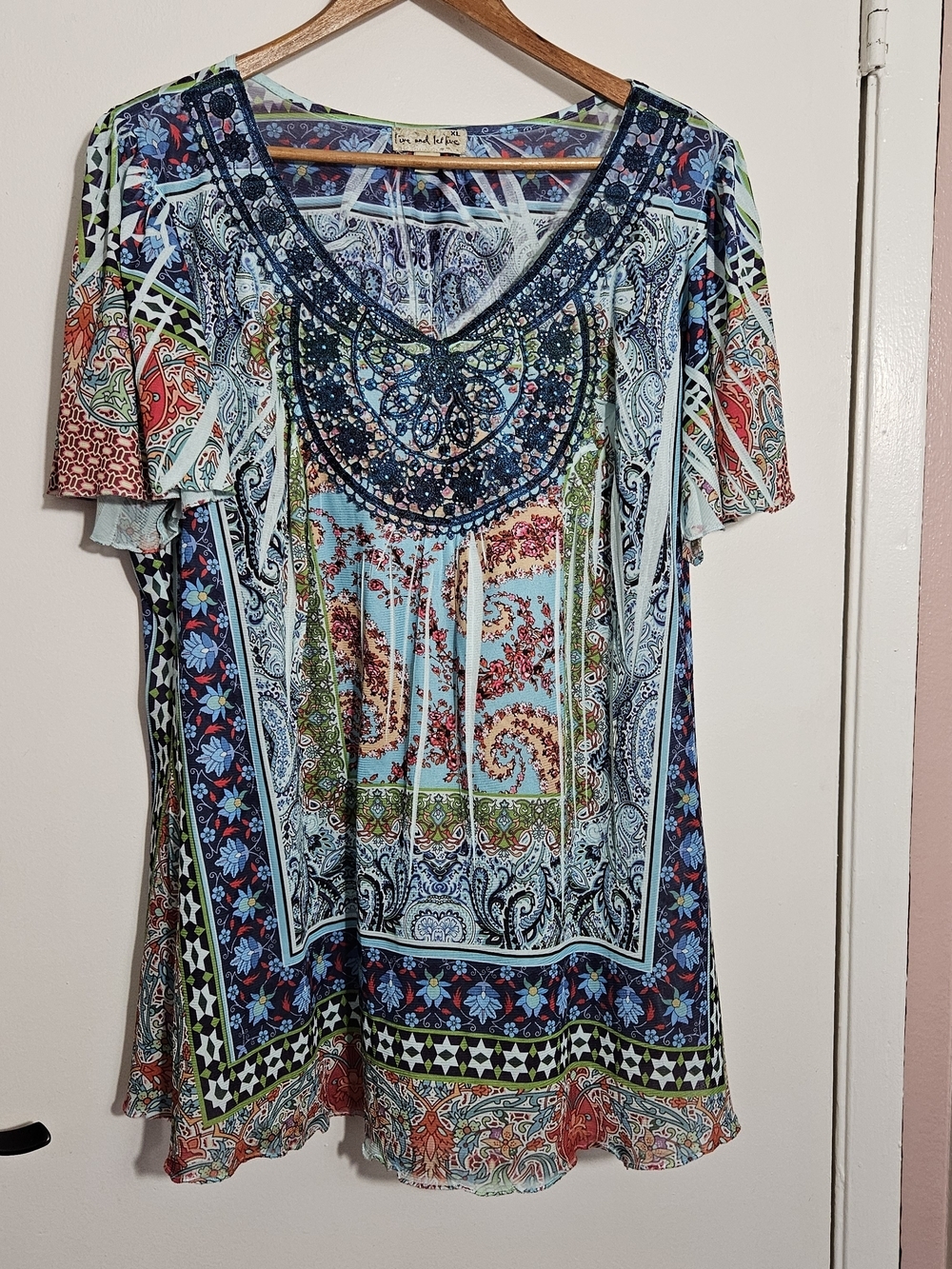 live and let live Multicolor Paisley V-Neck Tunic